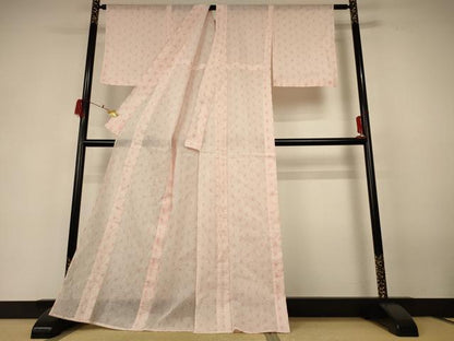 平和屋着物＊夏物 小紋 麻の葉文様 洗える着物 AABF6870jd