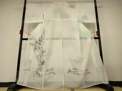 平和屋着物＊夏物 訪問着 絽 手描き 風景文 暈し染め 洗える着物 AABF6871jd