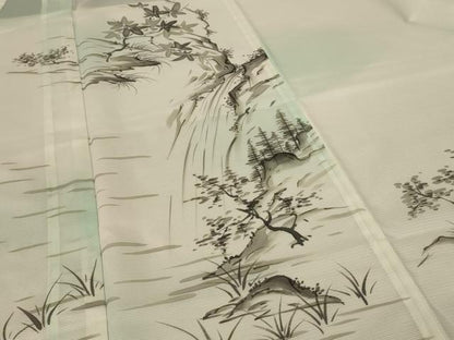 平和屋着物＊夏物 訪問着 絽 手描き 風景文 暈し染め 洗える着物 AABF6871jd