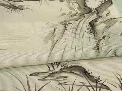 平和屋着物＊夏物 訪問着 絽 手描き 風景文 暈し染め 洗える着物 AABF6871jd