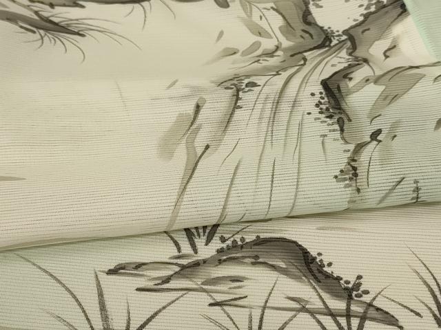 平和屋着物＊夏物 訪問着 絽 手描き 風景文 暈し染め 洗える着物 AABF6871jd
