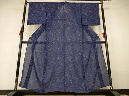 平和屋着物＊夏物 小紋 絽 ススキ 正絹 逸品 AABF6878jd