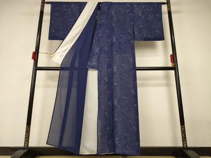 平和屋着物＊夏物 小紋 絽 ススキ 正絹 逸品 AABF6878jd