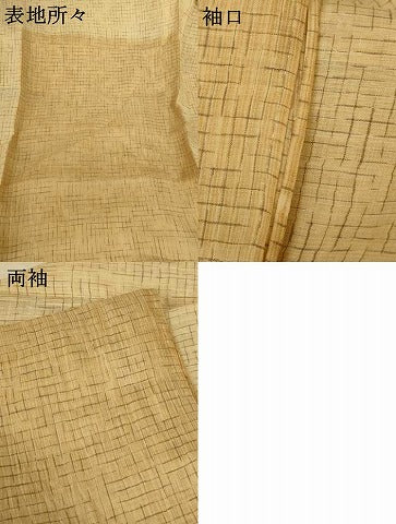 平和屋着物＊夏物　男性　本麻ちぢみ上布　格子　反端付き　麻　逸品　AABK8485ck