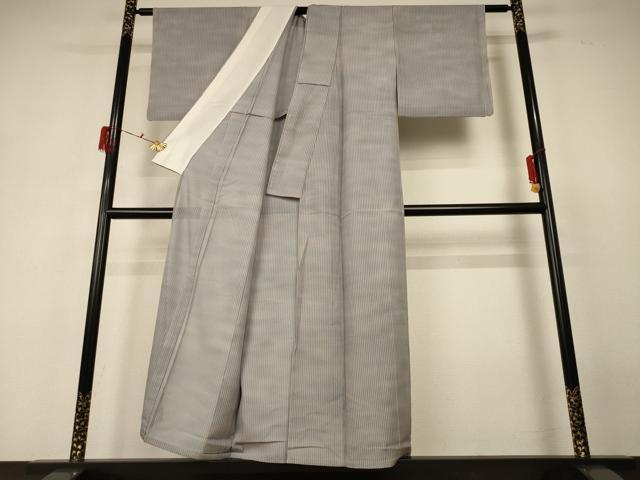 平和屋着物＊夏物 虹色創家 本郷大田子 小紋 縦絽 霞文 暈し染め 正絹 逸品 AABF6889jd