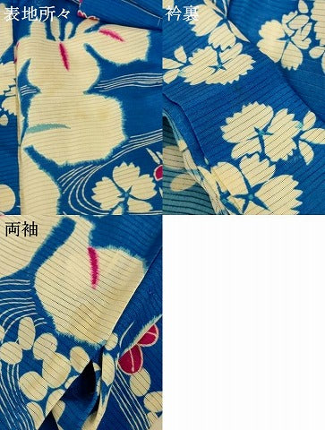 平和屋着物＊夏物 アンティーク 大正ロマン 絽 小紋 駒刺繍 流水草花文 正絹 逸品 AABF6891jd