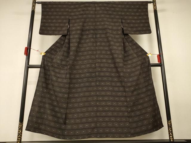 平和屋着物＊夏物 小紋 紗 横縞 正絹 逸品 AABF6892jd