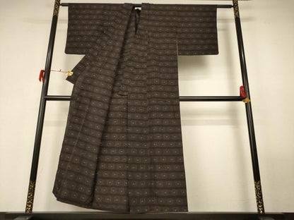 平和屋着物＊夏物 小紋 紗 横縞 正絹 逸品 AABF6892jd