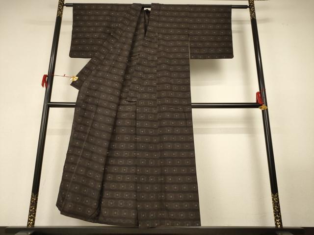 平和屋着物＊夏物 小紋 紗 横縞 正絹 逸品 AABF6892jd