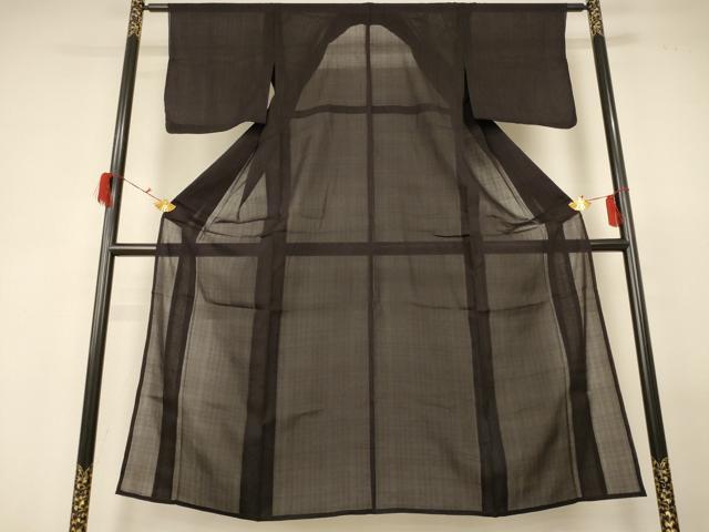 平和屋着物＊夏物 紗紬 格子 正絹 逸品 AABF6893jd