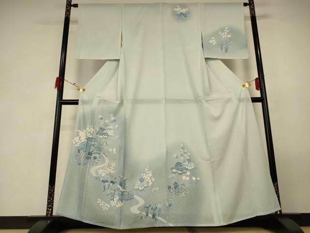 平和屋着物＊夏物 訪問着 絽 風景草花文 暈し染め 正絹 逸品 AABF6894jd