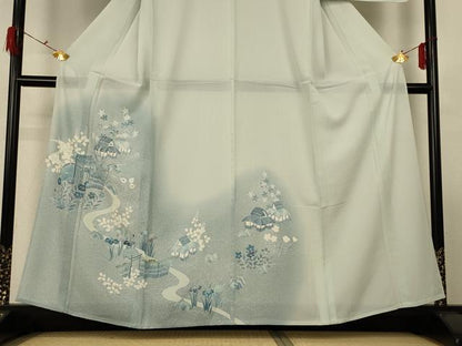 平和屋着物＊夏物 訪問着 絽 風景草花文 暈し染め 正絹 逸品 AABF6894jd