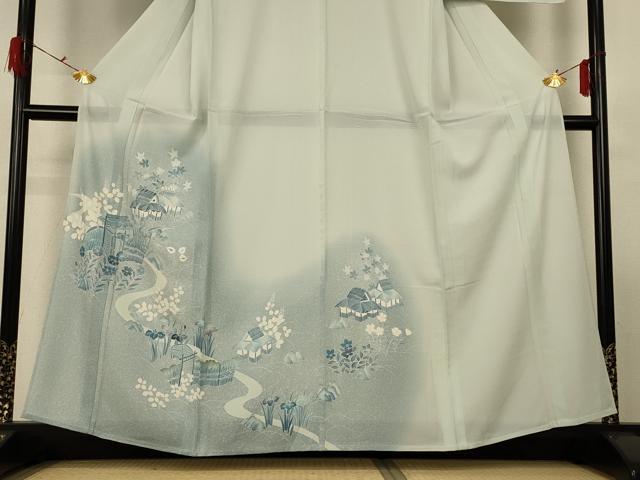 平和屋着物＊夏物 訪問着 絽 風景草花文 暈し染め 正絹 逸品 AABF6894jd