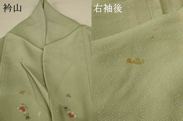 平和屋着物＊夏物 小紋 絽 草花文 銀彩 やまと誂製 正絹 逸品 AABF6896jd