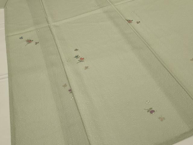 平和屋着物＊夏物 小紋 絽 草花文 銀彩 やまと誂製 正絹 逸品 AABF6896jd