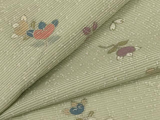 平和屋着物＊夏物 小紋 絽 草花文 銀彩 やまと誂製 正絹 逸品 AABF6896jd
