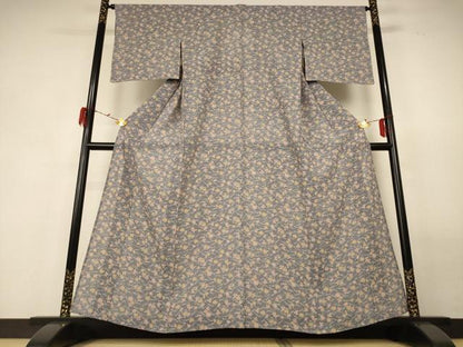 平和屋着物＊夏物 小紋 絽 草花文 正絹 逸品 AABF6901jd