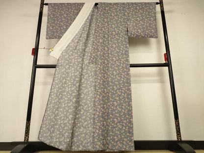 平和屋着物＊夏物 小紋 絽 草花文 正絹 逸品 AABF6901jd
