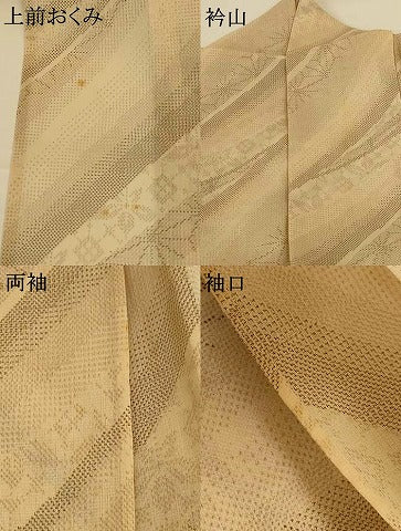 平和屋着物＊夏物 夏大島 麻の葉花文 反端付き 正絹 逸品 AABF6902jd