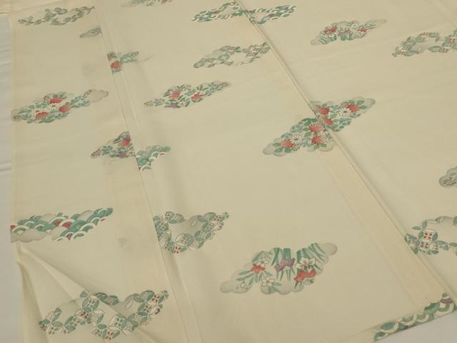 平和屋着物＊夏物 小紋 絽 雲取り草花文 正絹 逸品 AABF6905jd