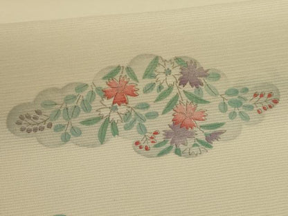 平和屋着物＊夏物 小紋 絽 雲取り草花文 正絹 逸品 AABF6905jd