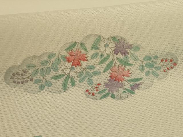 平和屋着物＊夏物 小紋 絽 雲取り草花文 正絹 逸品 AABF6905jd