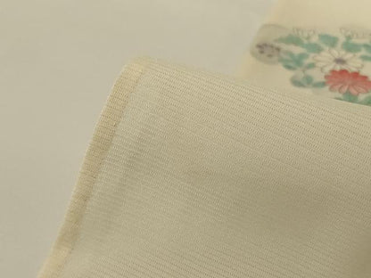 平和屋着物＊夏物 小紋 絽 雲取り草花文 正絹 逸品 AABF6905jd