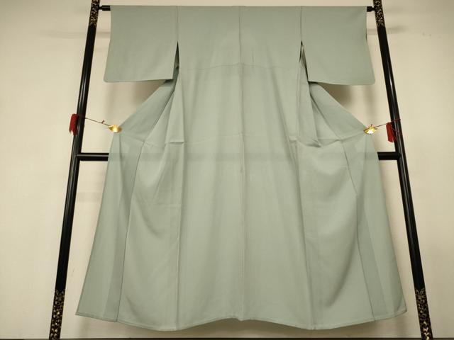 平和屋着物＊夏物 色無地 縦絽 白緑色 正絹 逸品 AABF6909jd