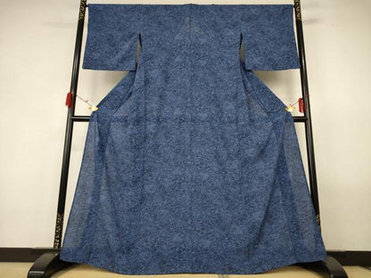 平和屋着物＊夏物 小紋 絽 型染め 切り嵌め草花文 正絹 逸品 AABF6910jd