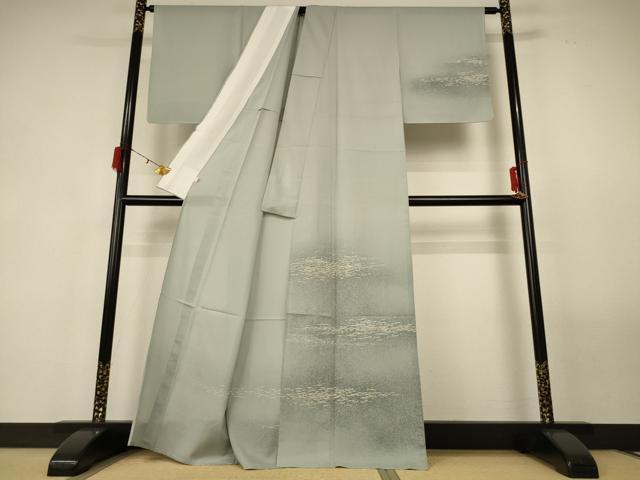 平和屋着物＊夏物 訪問着 紗 霞文 暈し染め 銀彩 正絹 逸品 AABF6912jd
