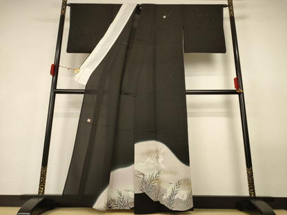 平和屋着物＊夏物 黒留袖 絽 作家物 花鳥文 暈し染め 正絹 逸品 AABF6913jd
