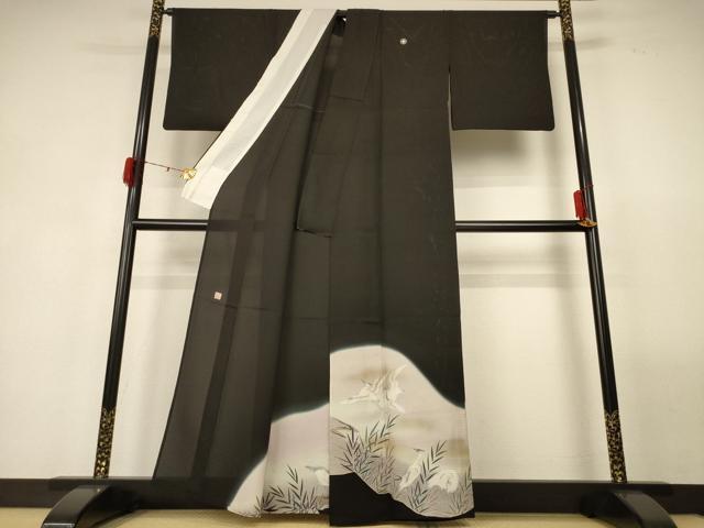 平和屋着物＊夏物 黒留袖 絽 作家物 花鳥文 暈し染め 正絹 逸品 AABF6913jd