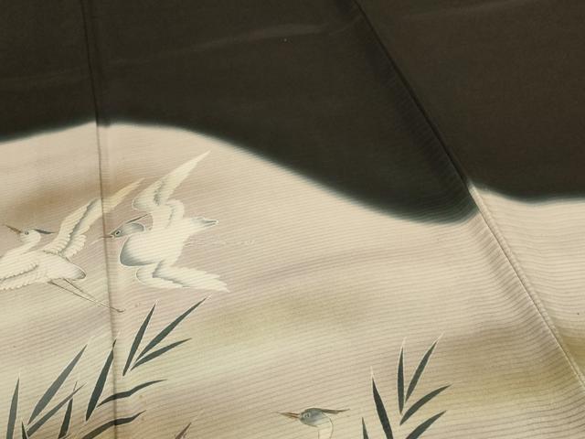 平和屋着物＊夏物 黒留袖 絽 作家物 花鳥文 暈し染め 正絹 逸品 AABF6913jd