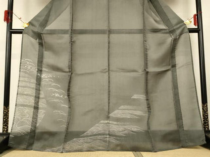 平和屋着物＊夏物 絹芭蕉 訪問着 箔散らし流水文 正絹 逸品 AABF6914jd