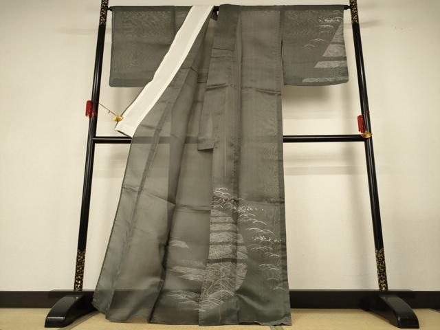 平和屋着物＊夏物 絹芭蕉 訪問着 箔散らし流水文 正絹 逸品 AABF6914jd