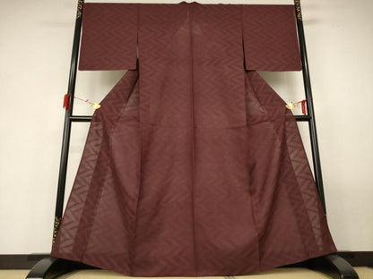 平和屋着物＊夏物 色無地 変わり絽 赤褐色 正絹 逸品 AABF6917jd
