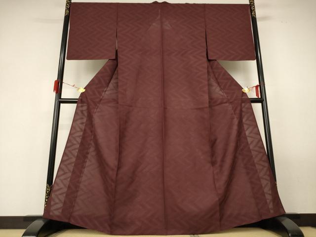 平和屋着物＊夏物 色無地 変わり絽 赤褐色 正絹 逸品 AABF6917jd
