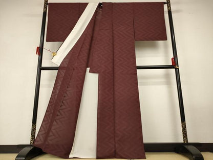 平和屋着物＊夏物 色無地 変わり絽 赤褐色 正絹 逸品 AABF6917jd
