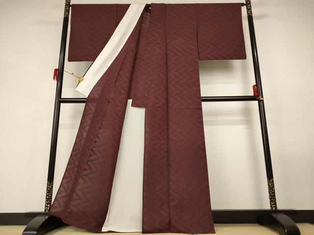 平和屋着物＊夏物 色無地 変わり絽 赤褐色 正絹 逸品 AABF6917jd