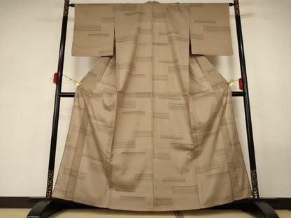 平和屋着物＊夏物 紬 紗紬 横段文 正絹 逸品 AABF6918jd