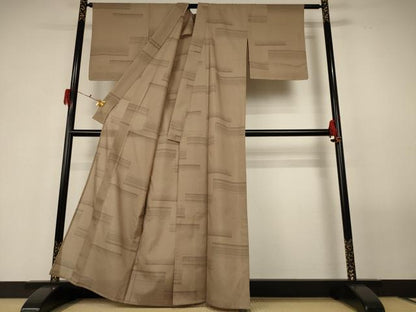平和屋着物＊夏物 紬 紗紬 横段文 正絹 逸品 AABF6918jd