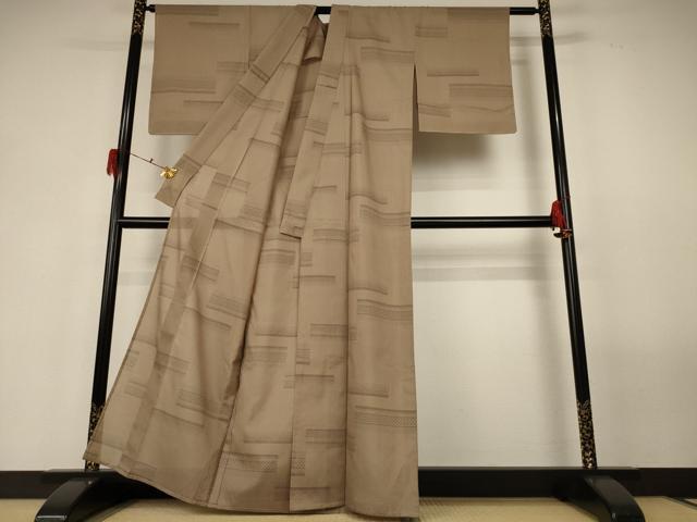 平和屋着物＊夏物 紬 紗紬 横段文 正絹 逸品 AABF6918jd