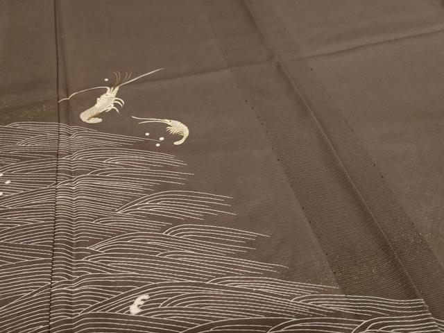 平和屋着物＊夏物 訪問着 絽 立波文 海老 金彩 正絹 逸品 AABF6919jd