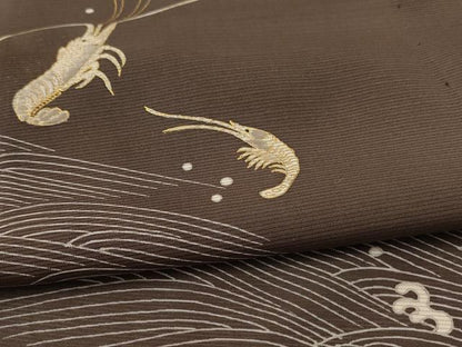 平和屋着物＊夏物 訪問着 絽 立波文 海老 金彩 正絹 逸品 AABF6919jd