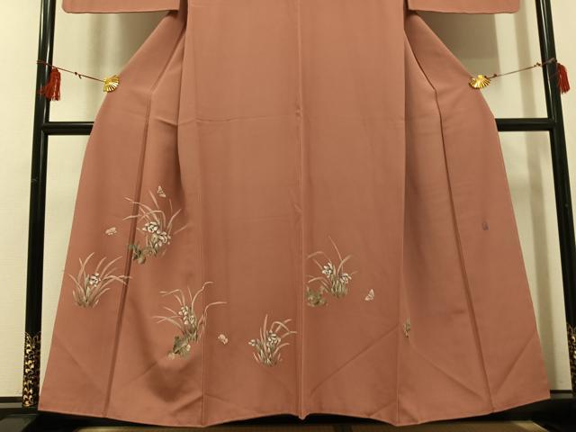 平和屋着物●訪問着 作家物 手描き 花蝶文 成り物 正絹 逸品 AABF6921ph