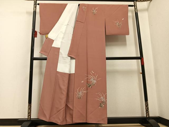 平和屋着物●訪問着 作家物 手描き 花蝶文 成り物 正絹 逸品 AABF6921ph