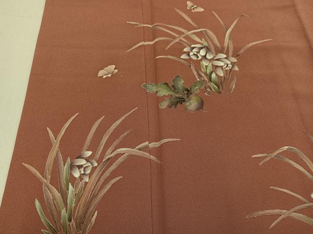 平和屋着物●訪問着 作家物 手描き 花蝶文 成り物 正絹 逸品 AABF6921ph