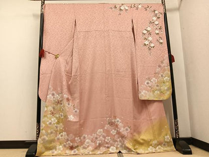 平和屋着物●豪華振袖 駒刺繍 桜 暈し染め 金銀彩 正絹 逸品 AABF6922ph