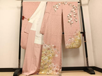 平和屋着物●豪華振袖 駒刺繍 桜 暈し染め 金銀彩 正絹 逸品 AABF6922ph