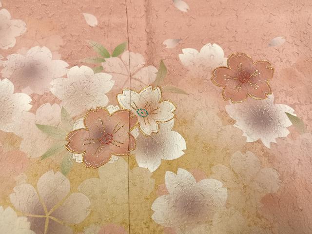 平和屋着物●豪華振袖 駒刺繍 桜 暈し染め 金銀彩 正絹 逸品 AABF6922ph
